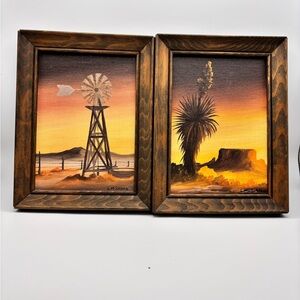2 Miniature Southwestern Oil Painting by LM Shinn Bosque Studio Art Gallery